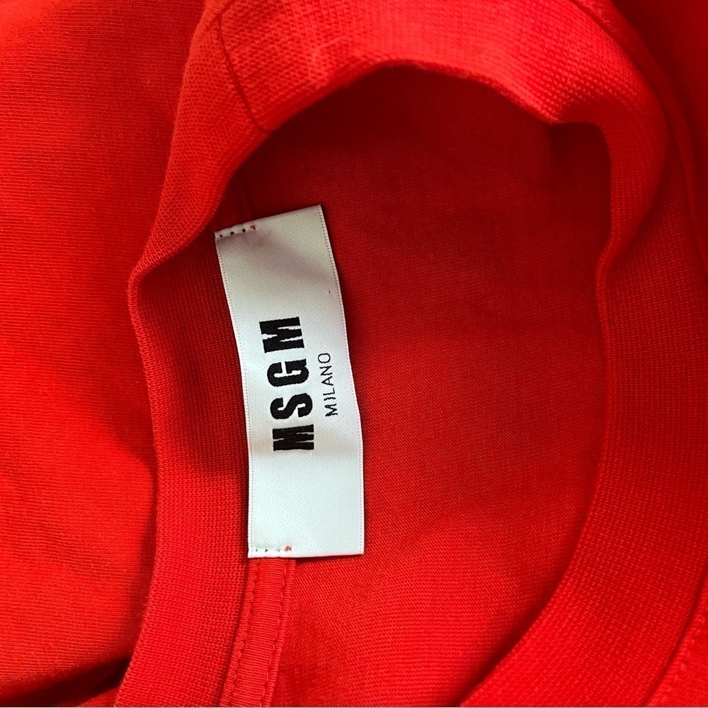 MSGM sz S Red Short Sleeve Tshirt w/ Detachable Bow Tie Tank Top Striped - Picture 7 of 8